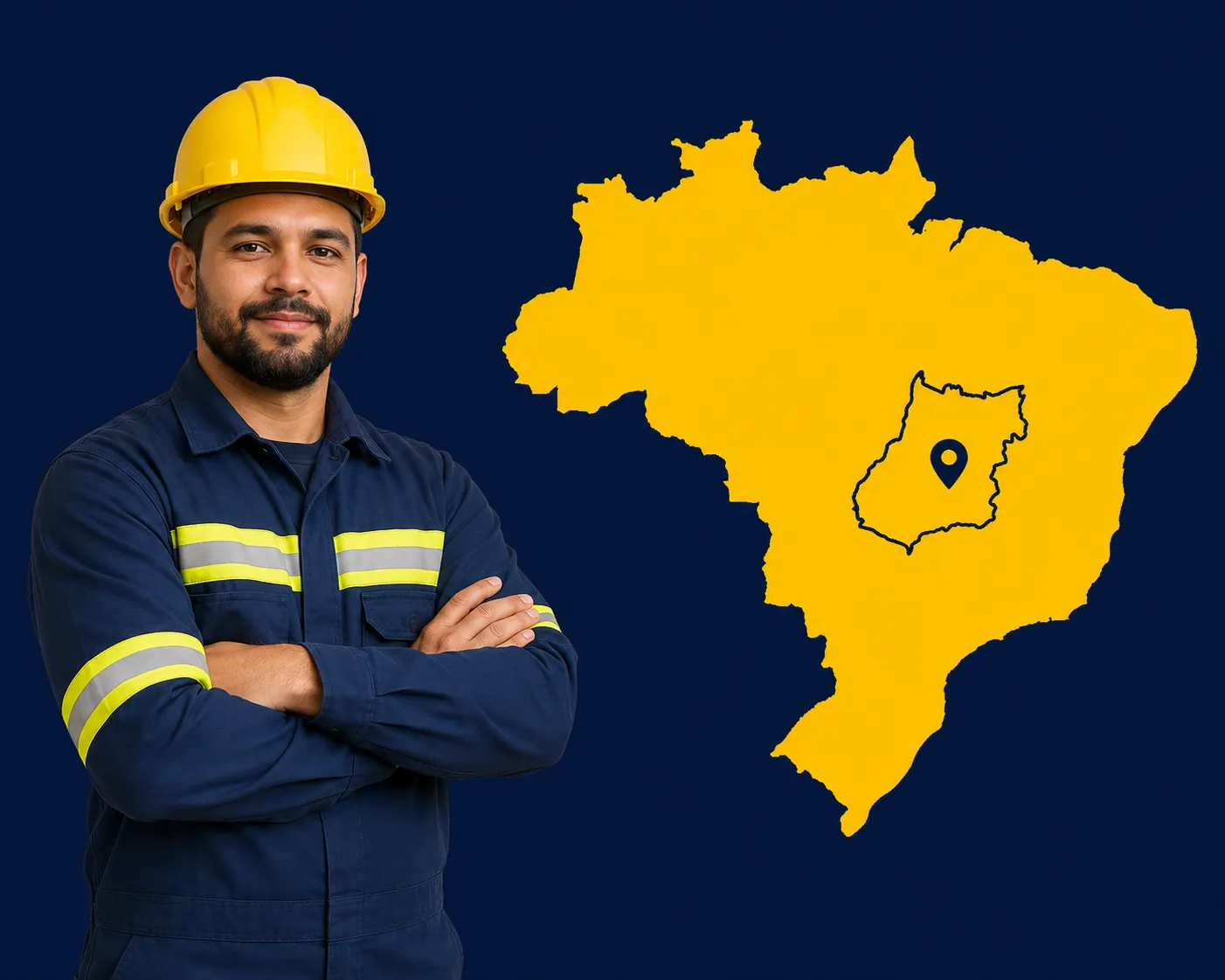 Mapa de Goiás com profissional de segurança do trabalho